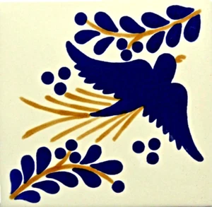 Pajarito Anaranjado (Orange Vogel) Talavera Fliesen Untersetzer Halter 2 Stück - Bild 1 von 6