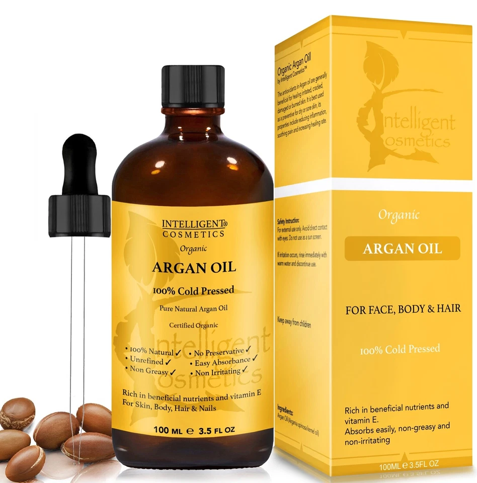 Organic Argan Oil 100% Cold Pressed Pure Virgin Vegan for Hair Beard & Skincare - Image 1 of 4