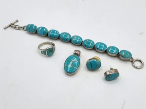 Carol Felley 1997 Türkis 925 Sterling Ring, Anhänger, Armband, Ohrringe SET - Bild 1 von 13