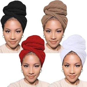 Head Wraps for Black Women African Head Wrap Lightweight for Women Long Plain Tu - Picture 1 of 6