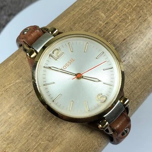 Fossil Georgia Women ES3565 Silver Dial Brown Leather 32mm Quartz Analog Watch7" - Picture 1 of 13