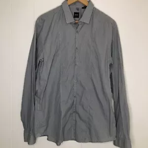 BOSS Hugo Boss Slim Fit Button Up Shirt Men's XL Roll Sleeve Light Gray - Picture 1 of 9