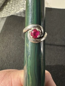 Vintage Taxco Eagle Stamped Sterling Signed Silver Red Ruby Ring Size 6.5 RARE! - Picture 1 of 10
