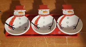 Boston Warehouse TIS THE SEASON Condiment Serving set of 4, Snowman, Very good - Picture 1 of 12