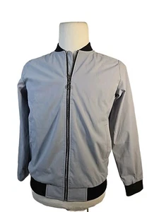 Sz S Men's Full Zip Windbreaker. Gray & Black Lightweight Lined Jacket New - Picture 1 of 8