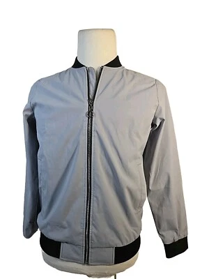 Sz S Men's Full Zip Windbreaker. Gray & Black Lightweight Lined Jacket New - Image 1 of 4