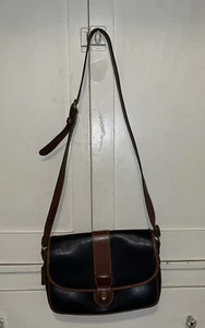 Coach Sheridan Glenwood Crossbody Bag Black Pebbled Leather With Brown Trim - Picture 1 of 12