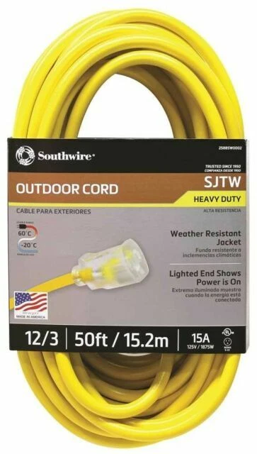 Southwire STJW 50 ft (15.2 m) 120 V Outdoor Extension Cord - Yellow