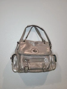 Bolso de mano Coach Sydney edición limitada plata metálica cuero guijarros 14616 - Imagen 1 de 24