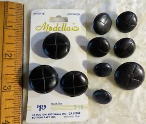 Various sizes of Modella Faux Leather Black Buttons1/25mm 3/22mm 4/20mm 2/15mm - Picture 1 of 2