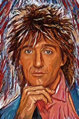 Rod Stewart Art Print, Canvas Painting Print, Soft Rock Singer - Image 1 of 4