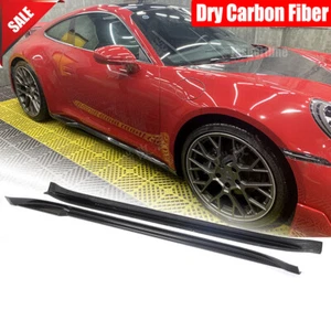 For Porsche 911 992 2019+ Dry Carbon Side Skirt Extension Lip Spoiler Door Panel - Picture 1 of 13