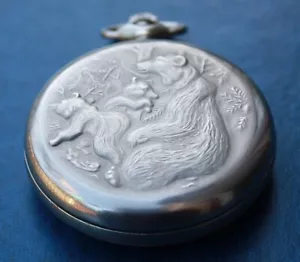 Vintage MOLNIJA Bears Pocket Watch , Soviet Union/Russia, VERI RARE. - Picture 1 of 15