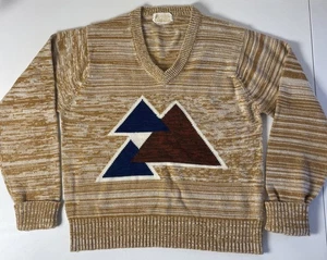 Vintage 70s Sears Kings Road Sweater Large Geometric Knit V Neck - Picture 1 of 10