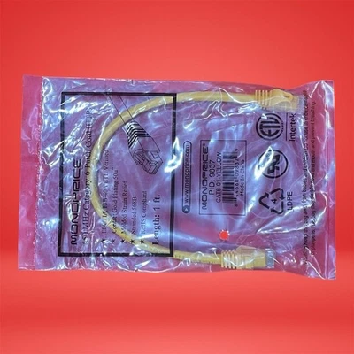 Monoprice Cat6 RJ45 Ethernet Patch Cable 1ft Yellow â€“ 7 Pack - Image 1 of 3