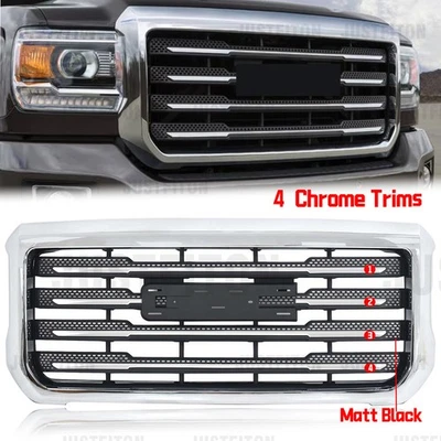 Parachoques delantero cromado negro para GMC Sierra 2500 3500 2015-2019 base/SLT Foto 1 de 4