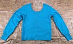 Vintage 80s J. Ashford Knit Sweater Women's LG Scoop Neck Teal Blue - Picture 1 of 7