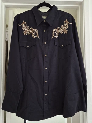 Camisa Para Hombre Roper Denver Bordada Perla A Presión Western Steer Calavera Negra 3XL Foto 1 de 4