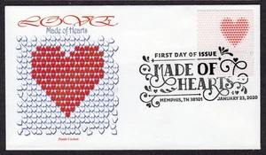 2020 LOVE Made of Hearts (5429) PL# Single - PANDA Pictorial FDC TC968 - Bild 1 von 1