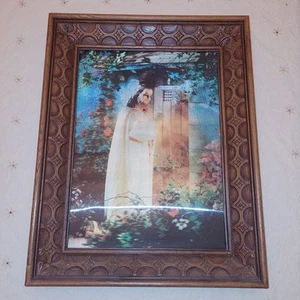 Lentografo vintage con cornice 3D Gesù "Cristo che bussa alla porta del cuore" 19x15 ologramma - Foto 1 di 6