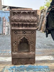 1700's Ancient Red Stone Hand Carved Wall Hanging Aala Oil Lamp Candle Holder - Picture 1 of 8