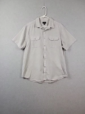 Structure Modern Fit 100% Cotton Gray Floral SS Button Up Shirt Men's Large - Image 1 of 4