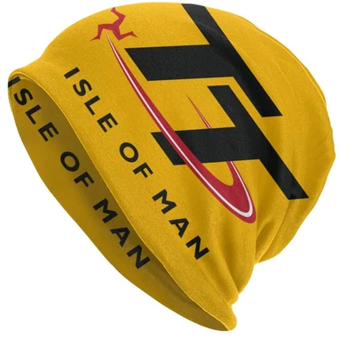 Isle of Man Gold Slouchy Beanie w/Black print. Jersey. Reversible. 10.6"x11" - Image 1 of 4