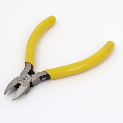 Yellow Plastic Coated Handle Spring Loaded Side Cutting Diagonal Pliers 4" 10cm - Image 1 of 2