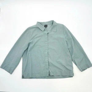 Camicia Eileen Fisher Peggy colletto XL verde salvia italiana tela larga collo alto - Foto 1 di 7