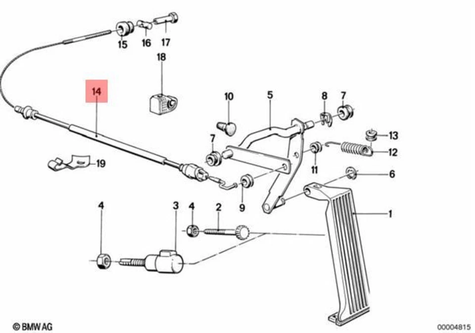 Genuine BMW E28 524d 524td Sedan Accelerator Bowden Cable 35411154508 - Image 1 of 1