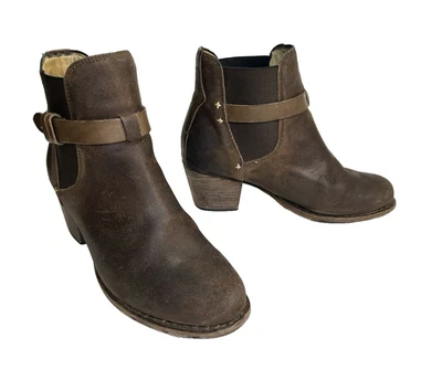 Rag & Bone Durham Ankle Chelsea Waxed Suede Boots Sz 36.5 6.5 Brown Rustic Boho - Image 1 of 4