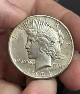 Dólar de la Paz 1921, Alto Relieve, Brillante Fecha Clave Sin Circular - Imagen 1 de 4