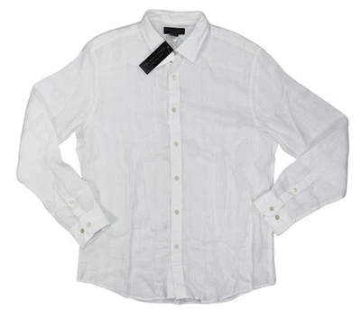The Men's Store 100% Linen Tonal Stripe Long Sleeve Button Down Shirt NWT White - Image 1 of 2