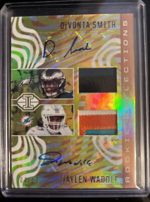 2021 Illusions DeVonta Smith Jaylen Waddle Rookie Reflections dual RPA 4/10 - Image 1 of 3