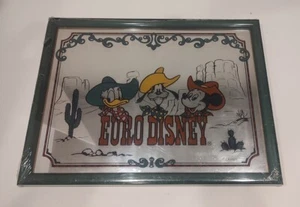 Rare - Vintage Euro Disney Frontierland Mirror Picture Mickey Goofy Donald Duck - Picture 1 of 3