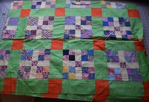 9464 Antikes 1920-50er Jahre Double 4 Patch Quilt Top, leuchtende Farben! - Bild 1 von 4