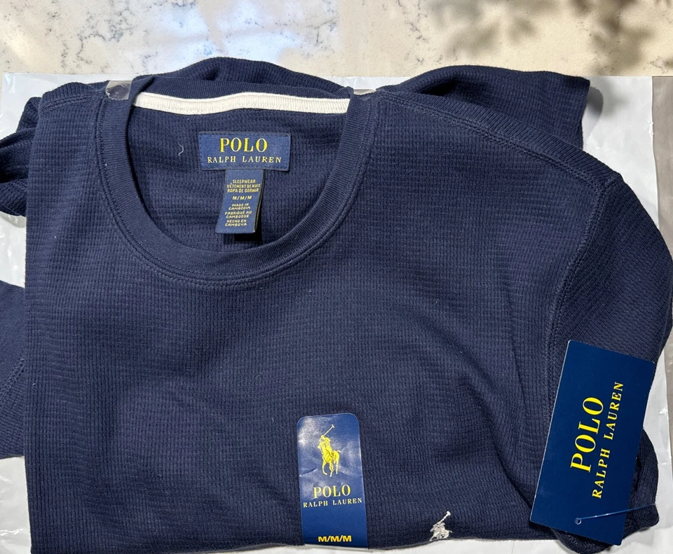 Polo Ralph Lauren Mens Sleepwear Red Size 2xl Waffle Long Sleeve Shirt Thermal