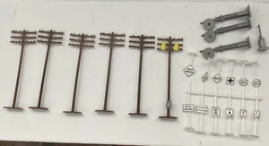 HO Scale AHM Train Accessories 6 Telephone Poles 3 Light And 12 Since - Picture 1 of 3