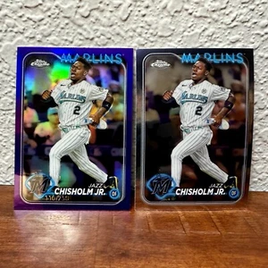 JAZZ CHISHOLM JR. 2024 TOPPS CHROME #70 PURPLE REFRACTOR /250 + BASE MARLINS - Picture 1 of 4