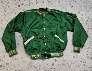 VTG 50s/60s Green Snap-Up Satin Jacket XS/S - Picture 1 of 18