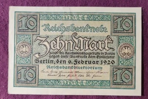 1920 Germany 10 Mark - Pick-67 - Solid VF - Picture 1 of 2