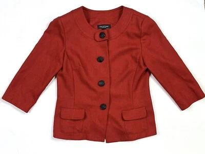 Perceptions Jacket Women’s 12 Blood Orange Button Blazer New York - Image 1 of 4