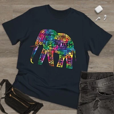 Autism Elephant Courage Words awareness TShirt Adult Kid Unisex Xmas Puzzle Tee - Image 1 of 3