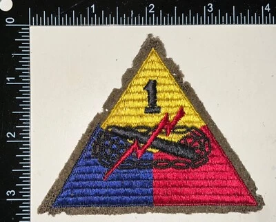 WWII US Army 1st Armored Armor Division Tank WOOL WOOLIE BLACKBACK Patch - Image 1 of 2