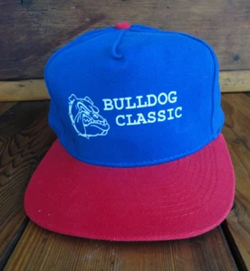 Vtg Bulldog Classic Hat Blue Red Strapback Otto Cap Made in Thailand Golf Promo - Picture 1 of 14