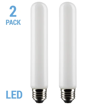 2 Pack LED Tubular Filament Bulbs 8W =75W T9 Medium E26 Frosted 2700K Warm White - Image 1 of 4