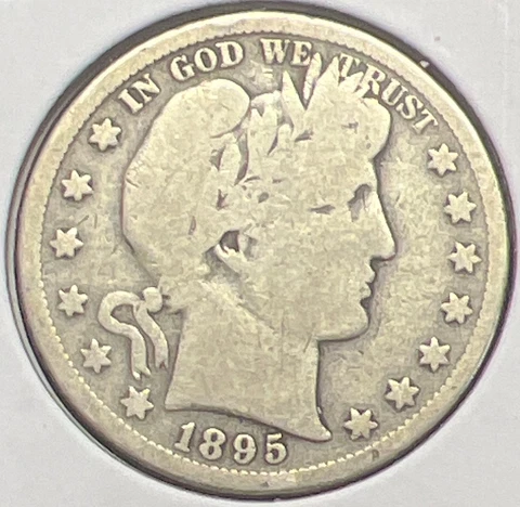 1895-S BARBER SILVER HALF DOLLAR GRADES VG ACTUAL COIN  #C13477 Cover
