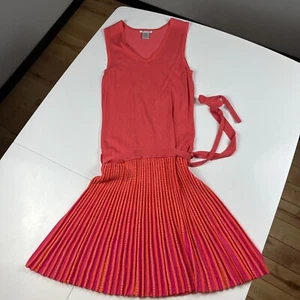 Alison Sheri low waist dress light knit orange pink  size M - Picture 1 of 8