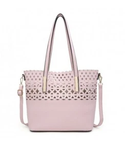 Nuevo Para mujeres Encantador Bolso de Mano 2 en 1 Bolso de Hombro en Bebé Rosa - Imagen 1 de 3