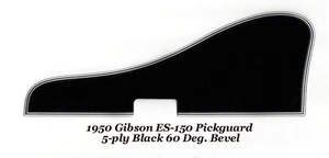ES-150 Pickguard 5-Ply Black & Mounts for 1950-52 Gibson Vintage Guitar Project - Picture 1 of 8